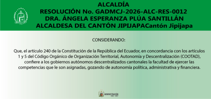 RESOLUCIÓN No. GADMCJ-2026-ALC-RES-0012